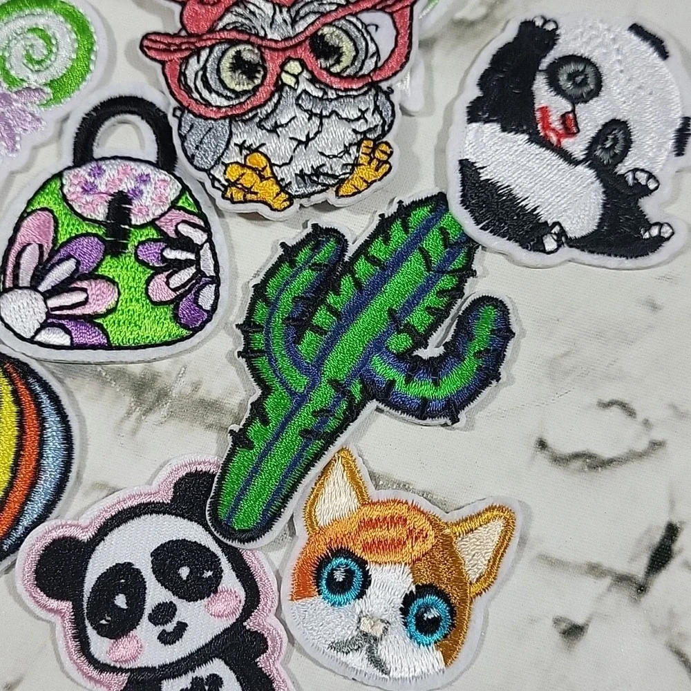 Iron-On‎ Patches Sewing Craft Embellishment Lot Cute Critters Cactus Pandas